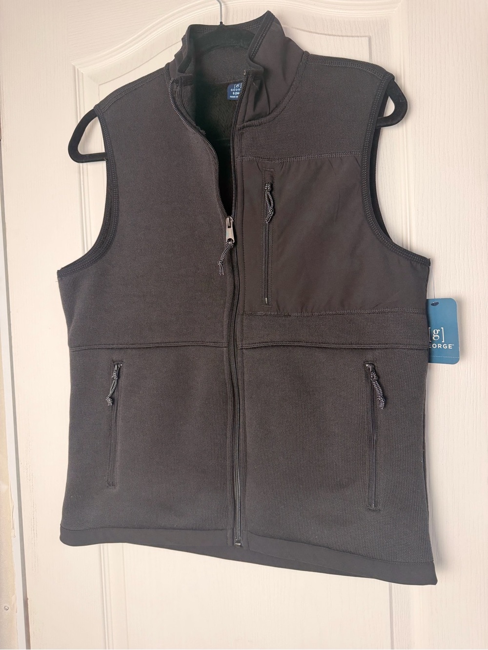 George Men's Charcoal Black Soft Fleece Vest